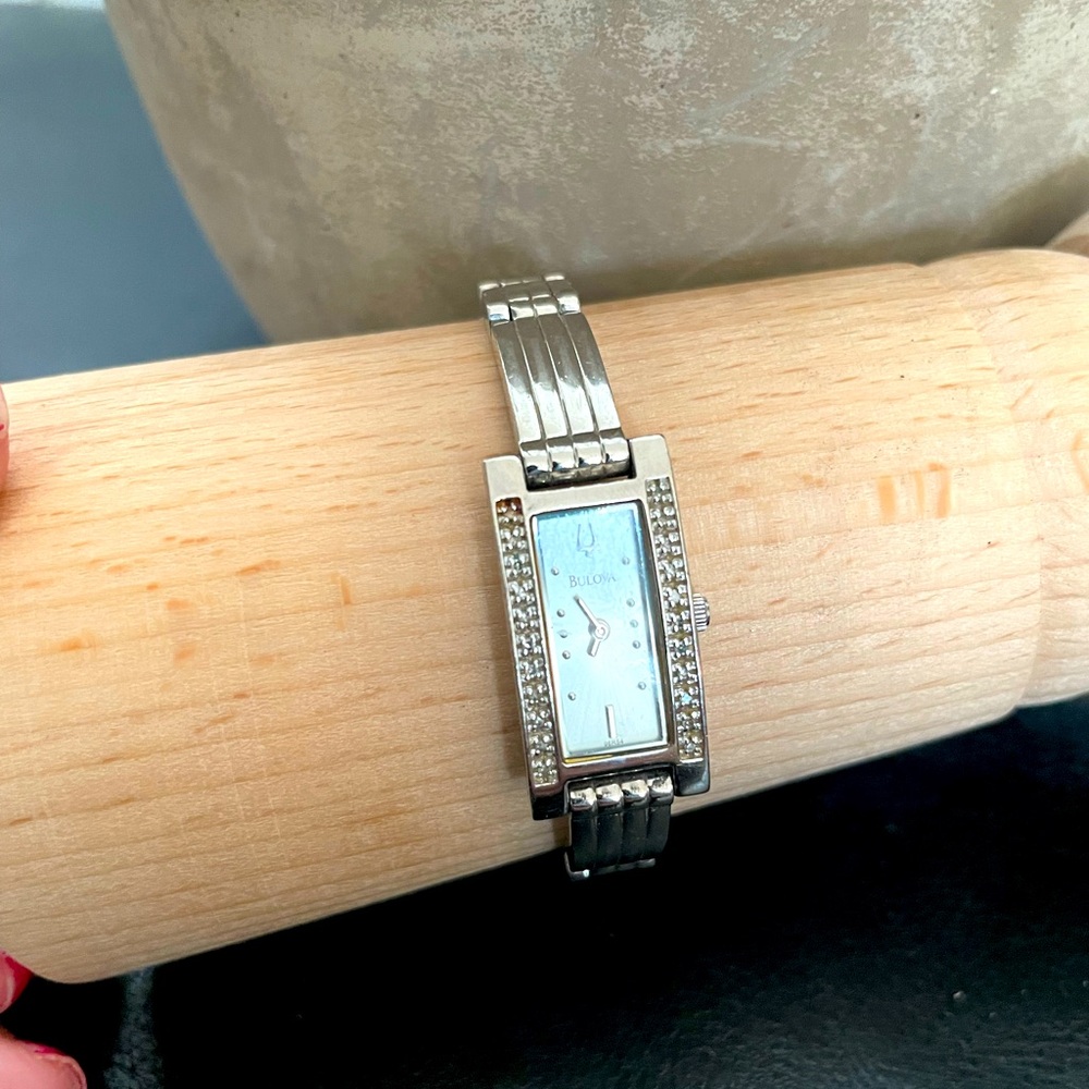 Bulova Vintage Stainless Steel Crystal Rectangle C875476 Zirconia watch